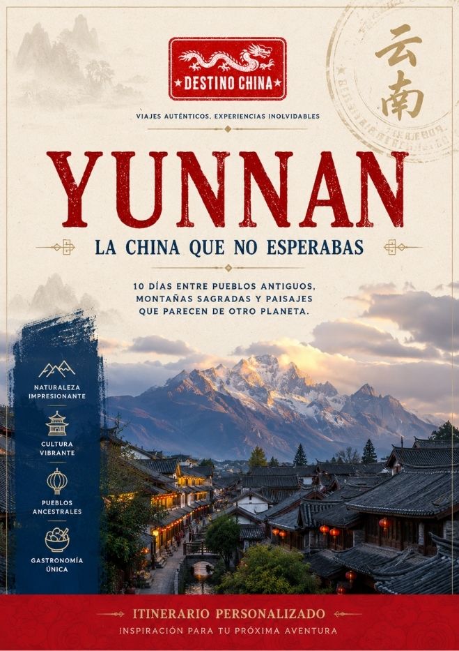 cartel de un itinerario en viaje en china.